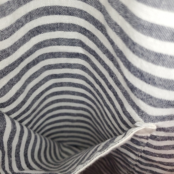 J. Crew Womens Sz XS Long Sleeve Tunic Blouse Linen Blend Striped Black White - Picture 6 of 13